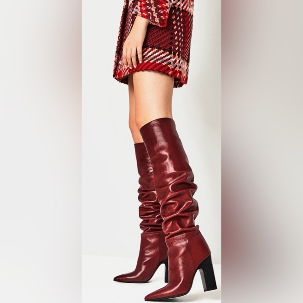 Zara rich Maroon knee-high boots 37